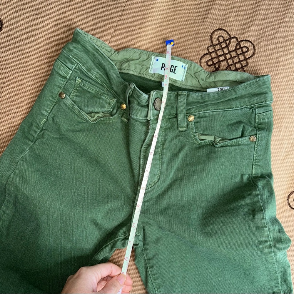 PAIGE Hoxton High Rise Skinny Zippered Ankle Length In Botanic Green Size 26 - Picture 14 of 15